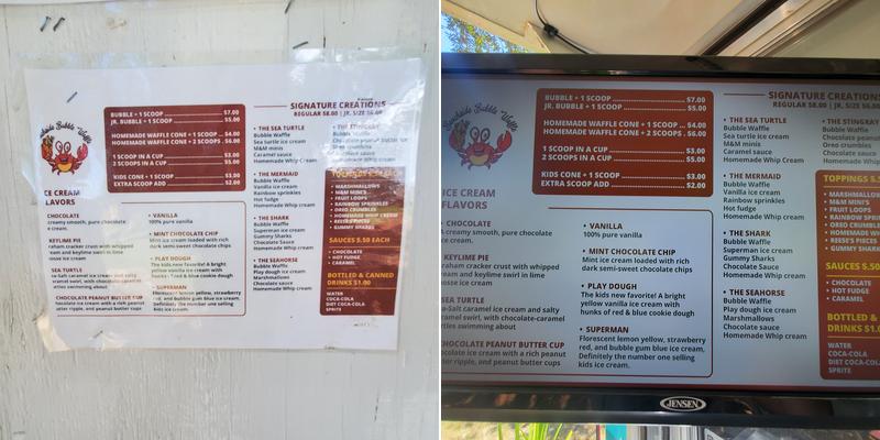 Beachside Bubble Waffle Menu