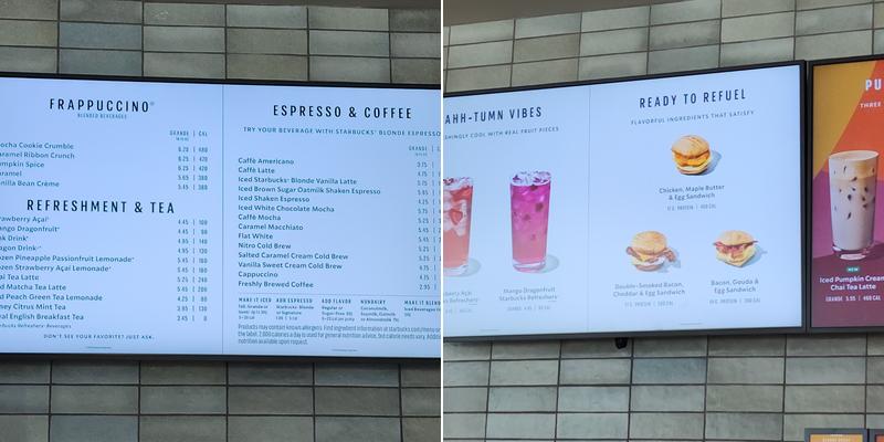 Starbucks Menu