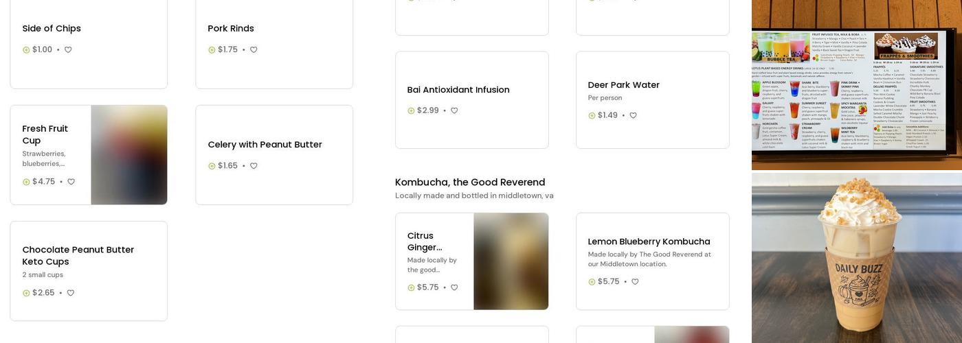 Daily Buzz Cafe Middletown Menu