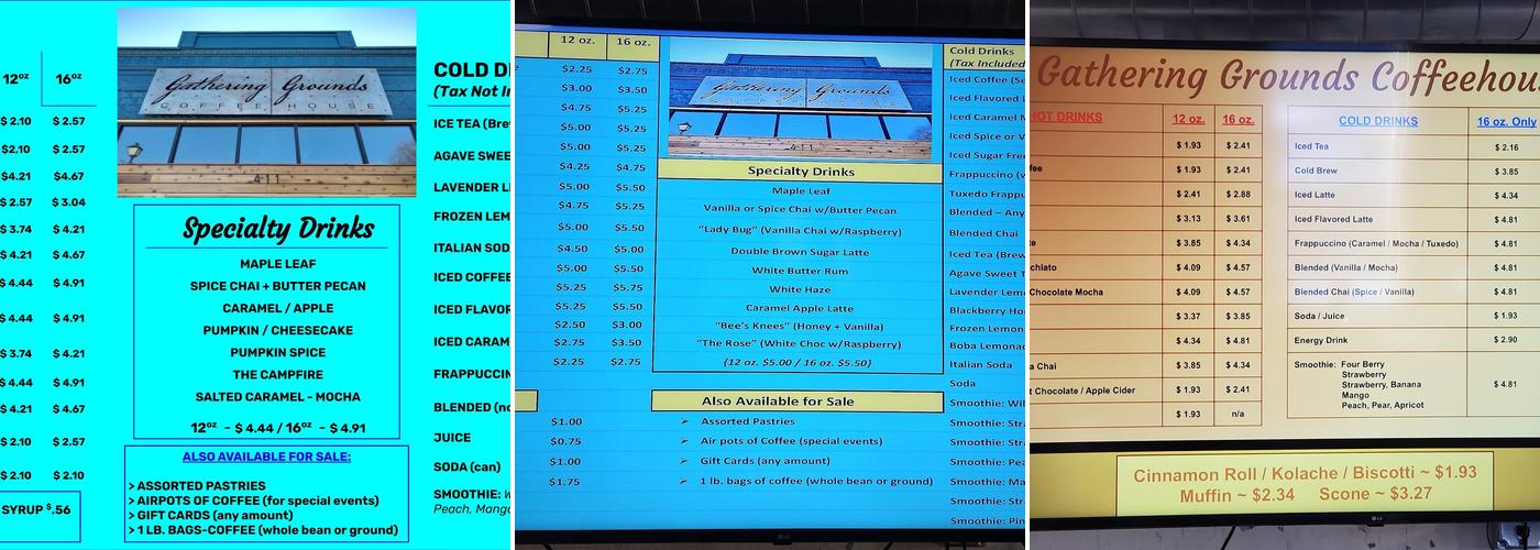 Gathering Grounds Coffeehouse Menu
