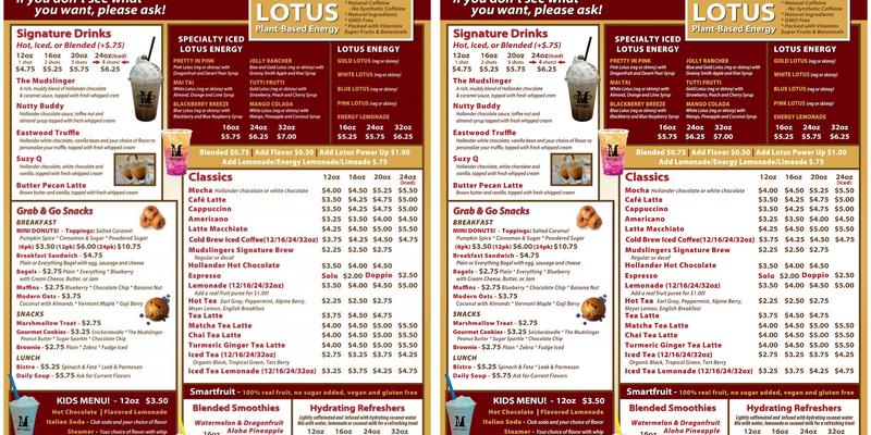 Mudslingers of Niles Menu