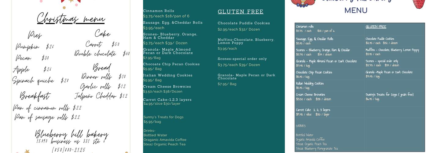 Blueberry Hill Bakery Menu