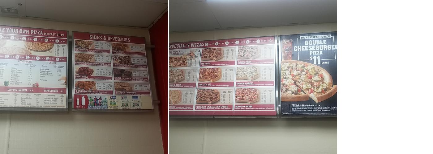 Papa Johns Pizza Menu