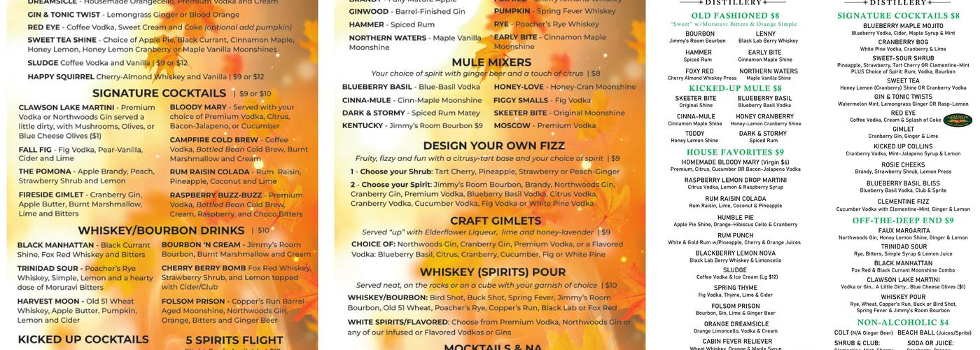 Northern Waters Distillery Menu