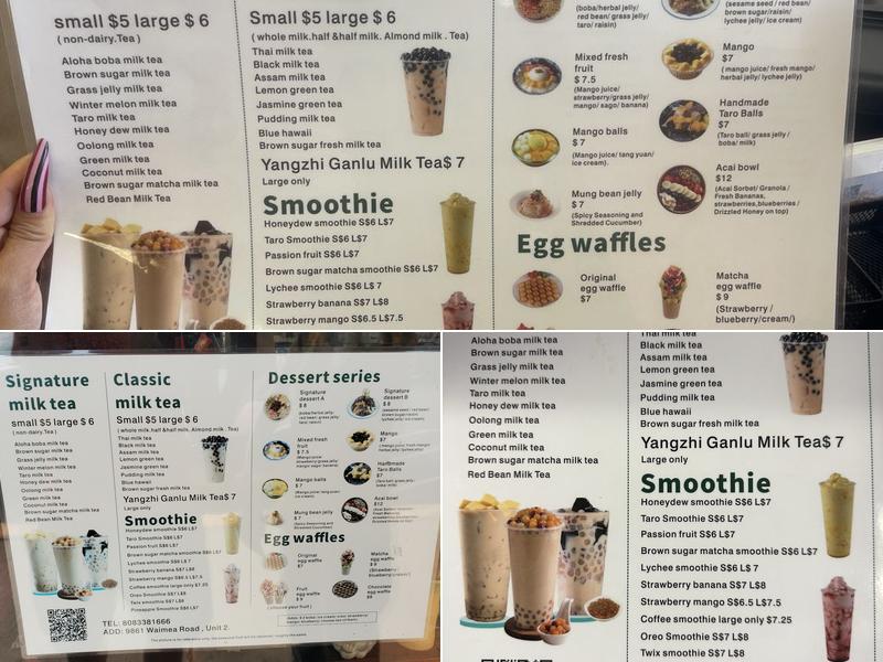 Aloha Boba Tea Cafe Menu