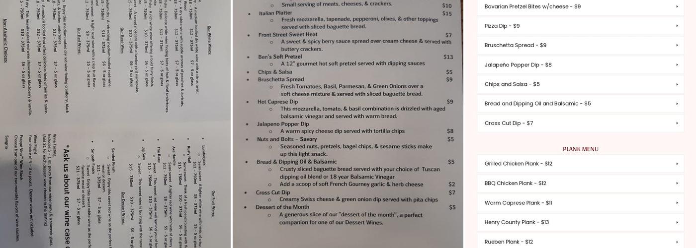 The Lumberyard Winery and Supply Menu