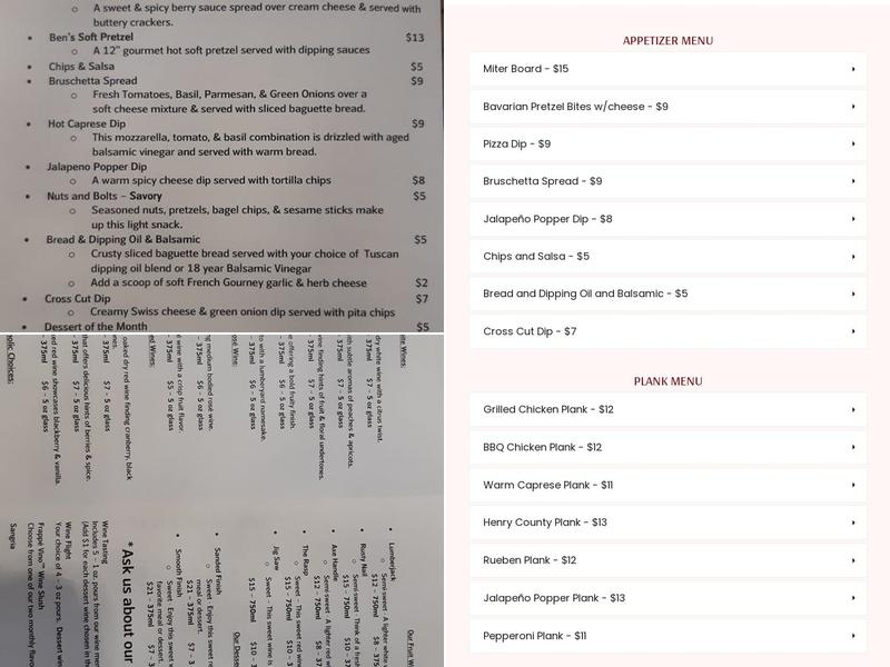 The Lumberyard Winery and Supply Menu