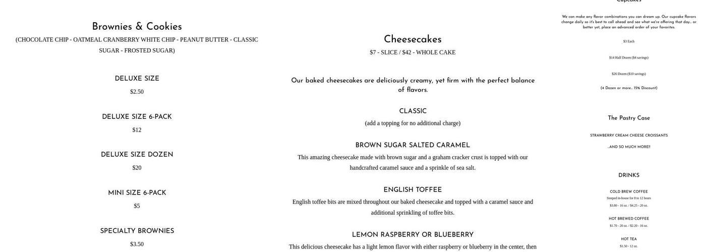 Baker on the Square Menu