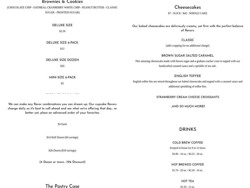 Baker on the Square Menu