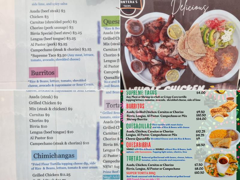 Frontera's Tacos Pensacola Menu