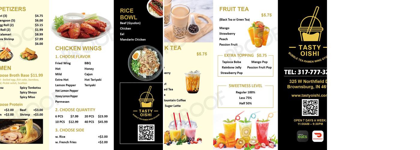 TASTY OISHI Menu