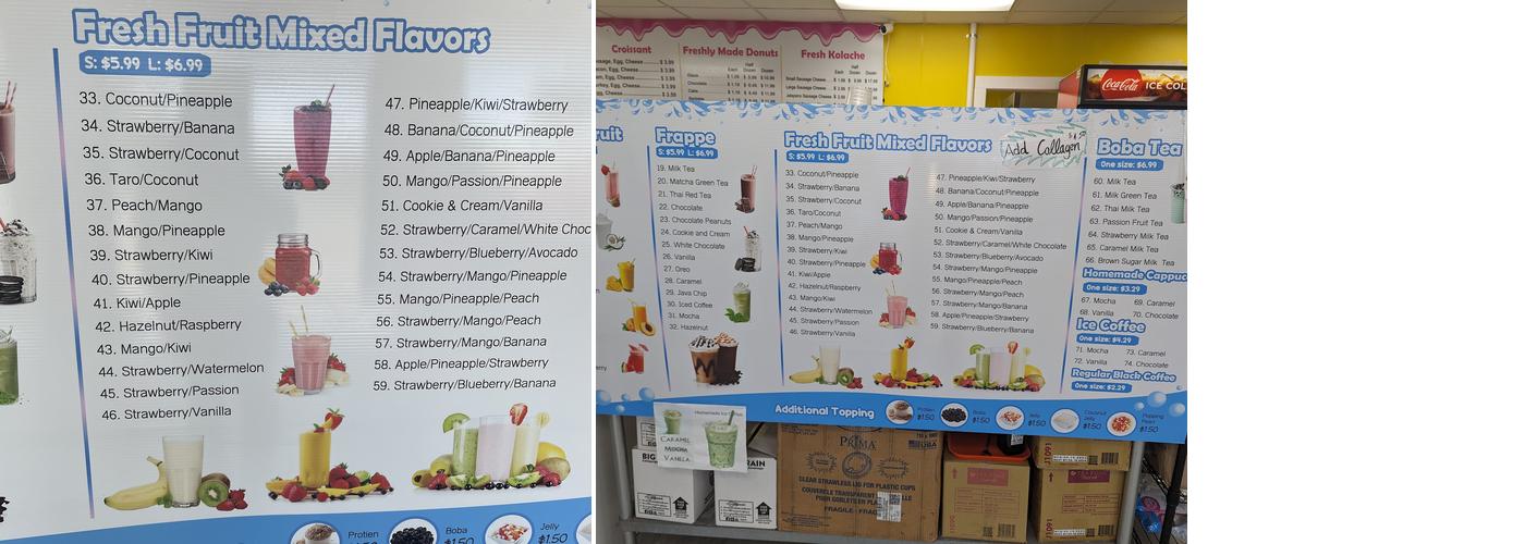 Smoothie & Donut Menu