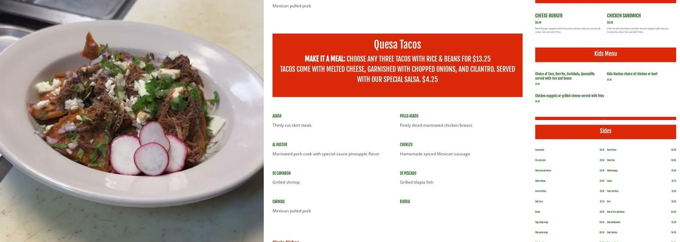 Rancho Chico Menu