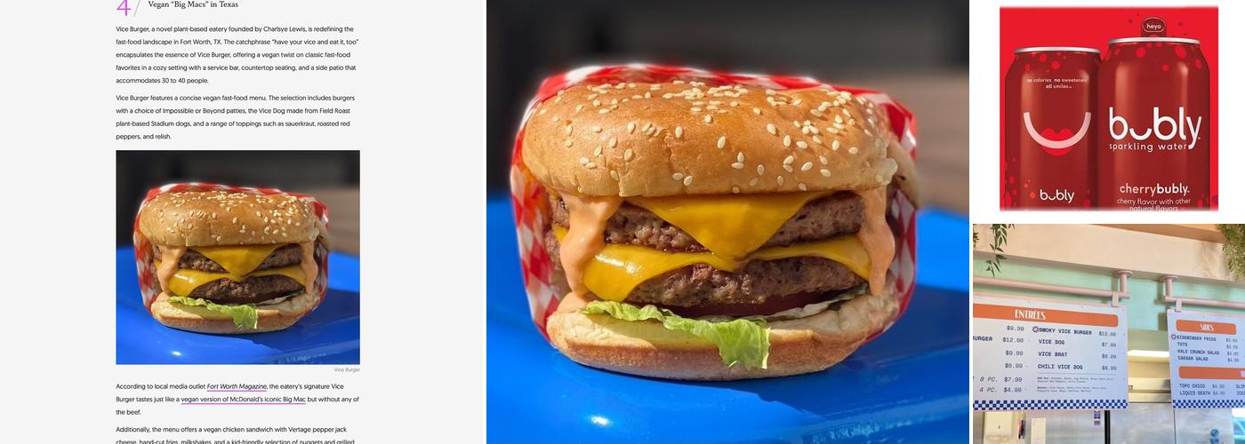 Vice Burger Menu