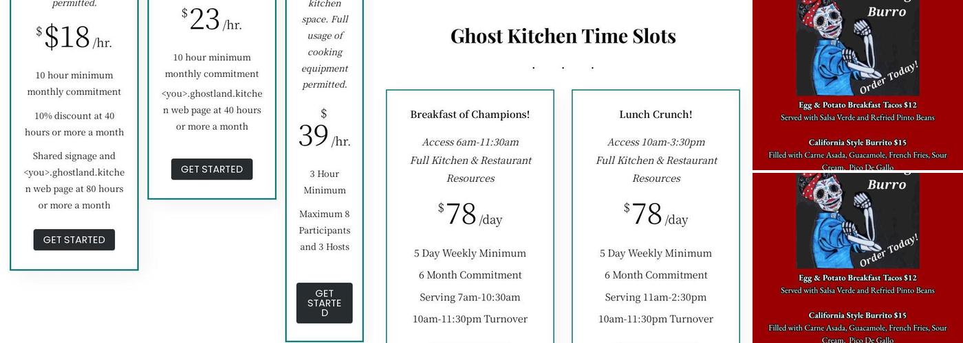 Ghostland Kitchen Menu