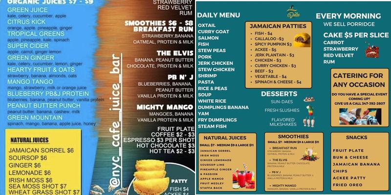 NYC CAFE & JUICE BAR Menu