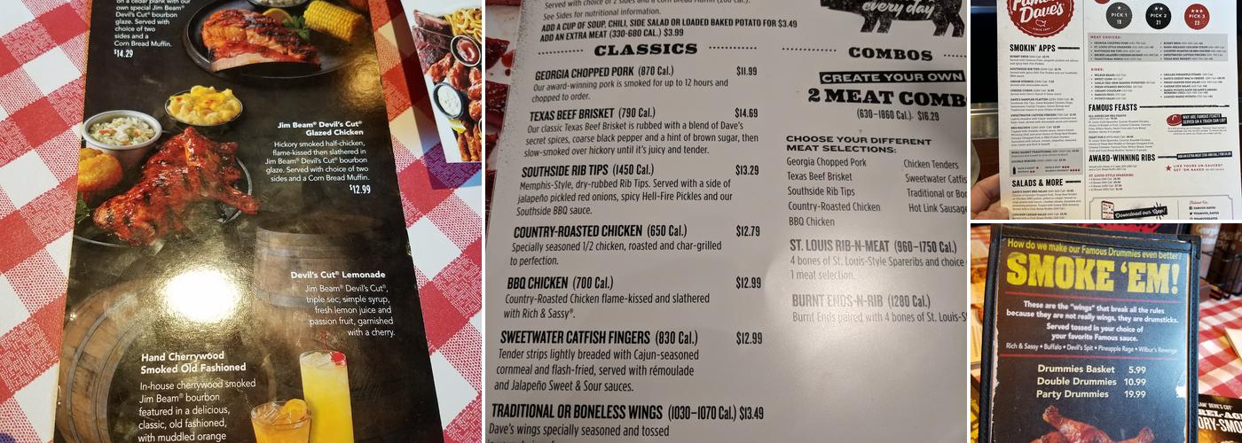 Famous Dave's Bar-B-Que Menu