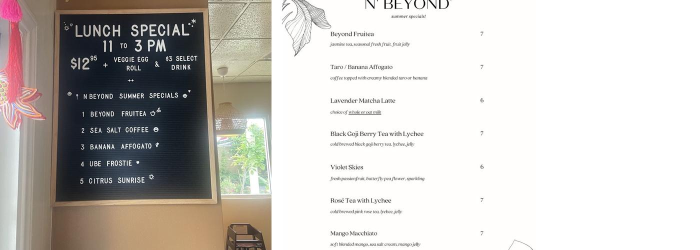 N' Beyond Tea Menu