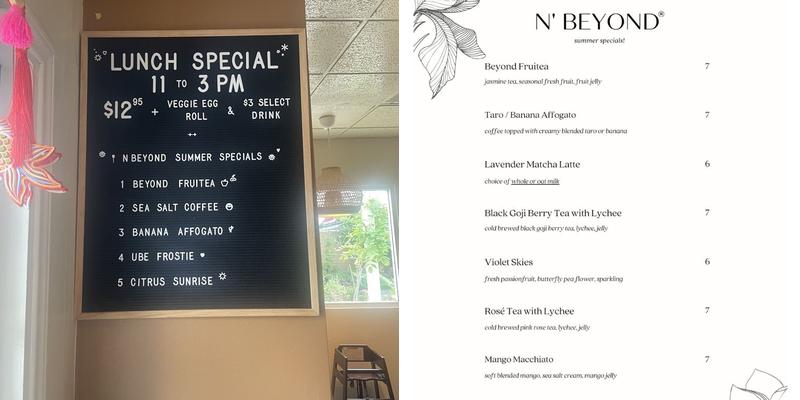 N' Beyond Tea Menu