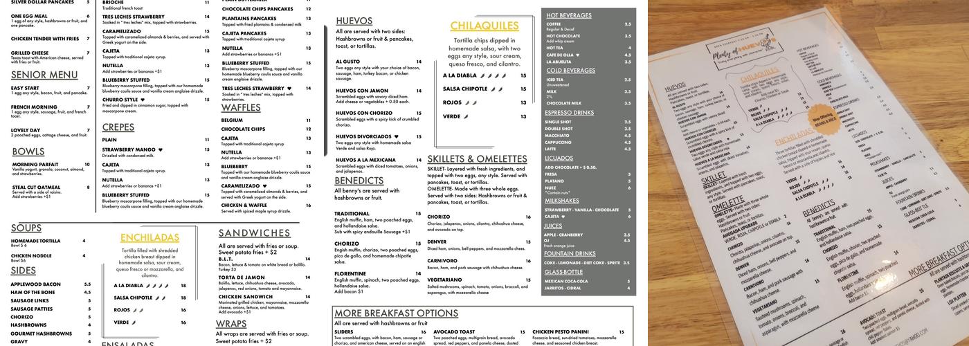 Plenty of Huevos Menu