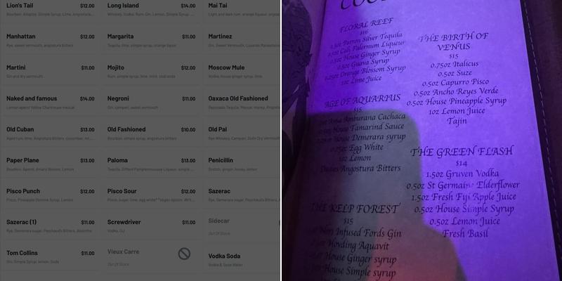 Tipsea Menu