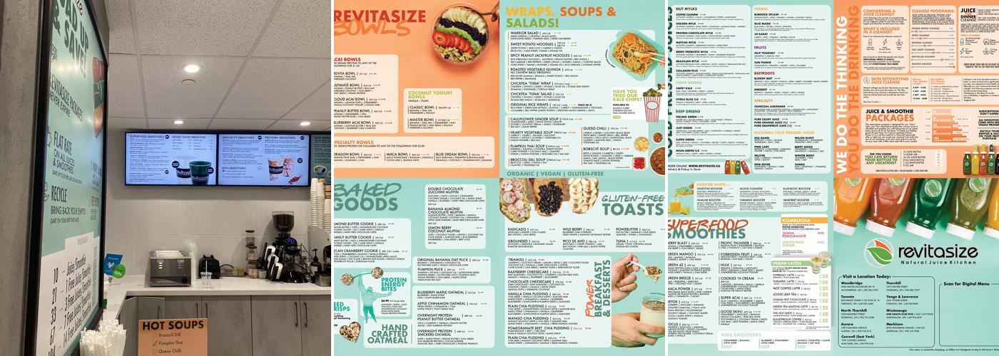Revitasize Natural Juice Kitchen Menu