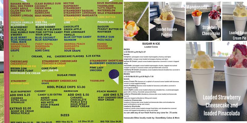 Sugar N Ice Menu