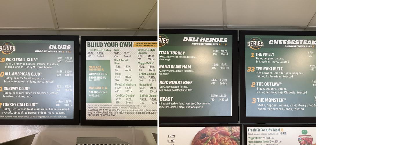 Subway Menu