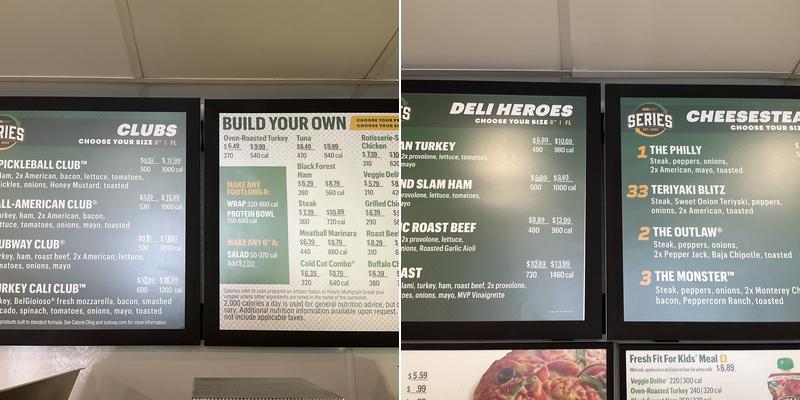 Subway Menu