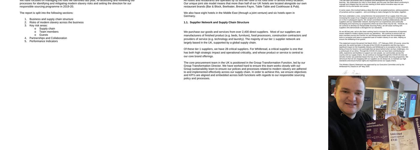 Premier Inn Kidderminster hotel Menu