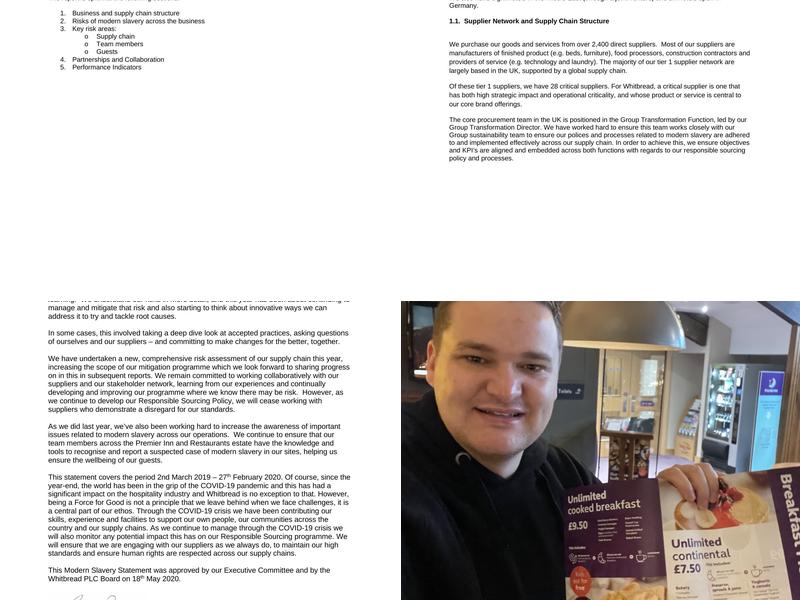 Premier Inn Kidderminster hotel Menu