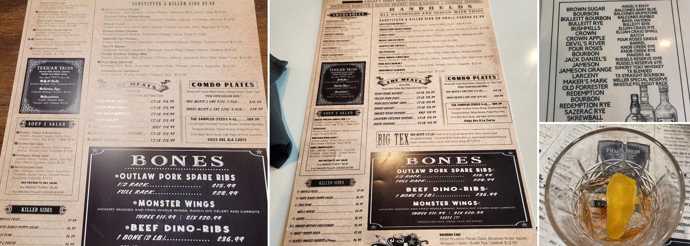 Barrel & Bones Menu