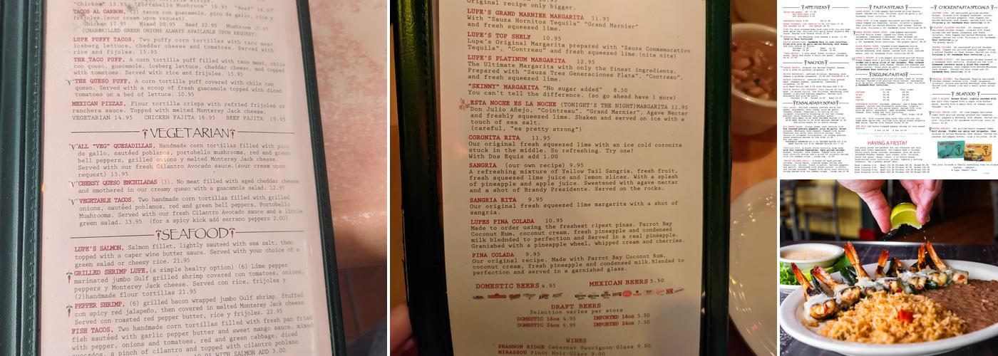 Lupe Tortilla Menu