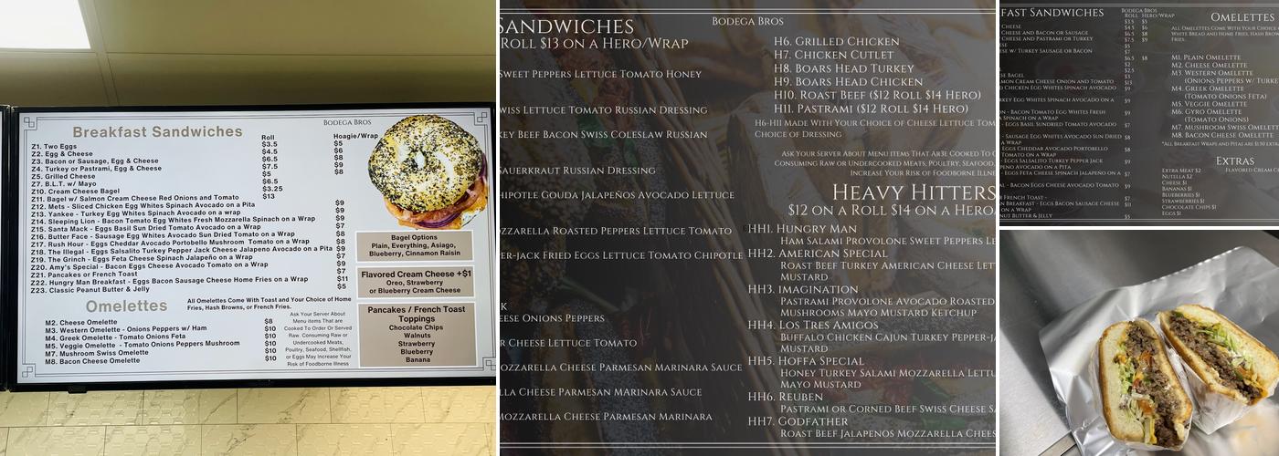 Bodega Bros Menu