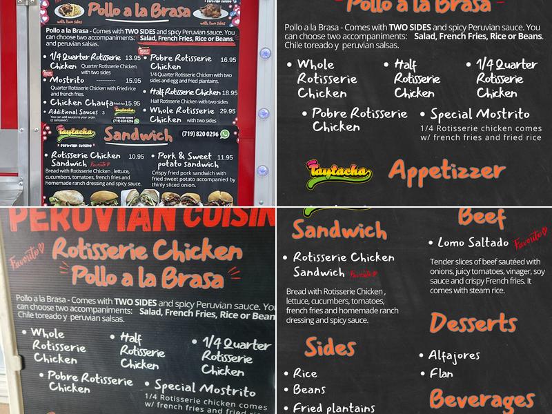 Rotisserie Chicken Taytacha Peruvian Menu