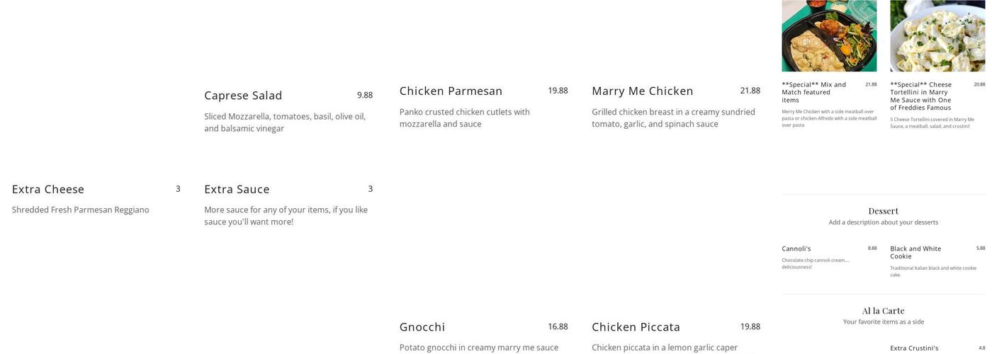 La Nostra Cucina Menu