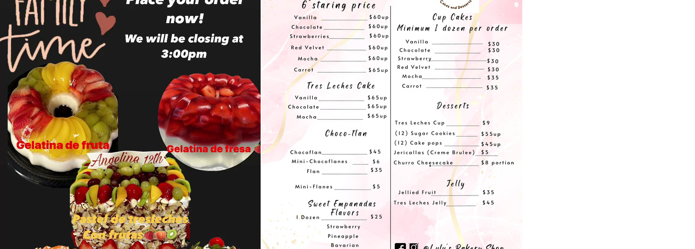 Lulu's Bakery Shop Menu