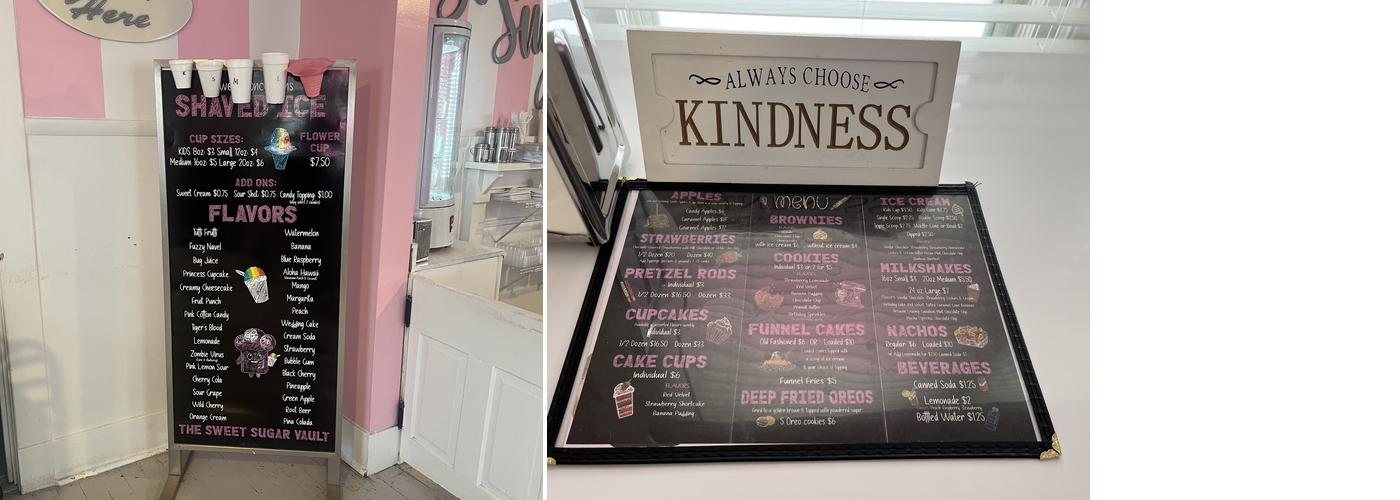 Sweet Sugar Vault Menu