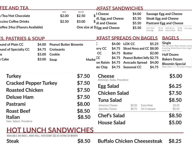 Bloomin' Bagels of Mountain Top Menu