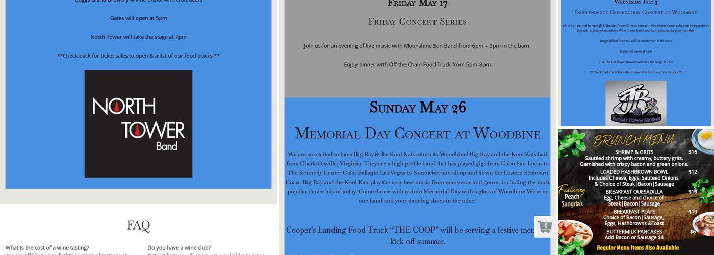 Woodbine Vineyards Menu