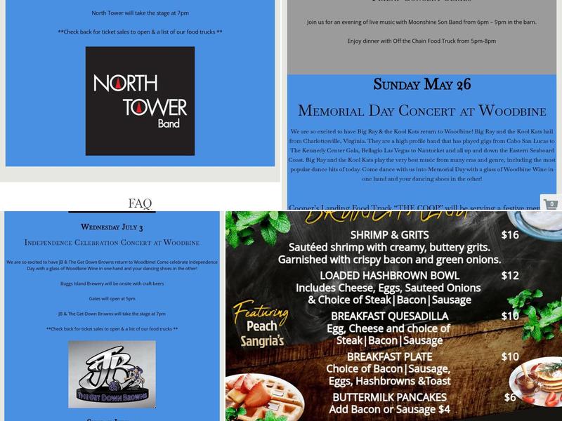 Woodbine Vineyards Menu