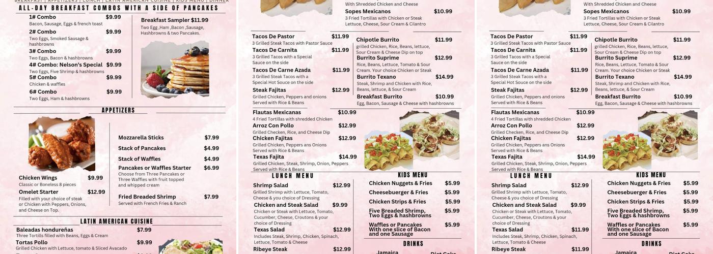 Nelsons Bakery & Coffee Menu