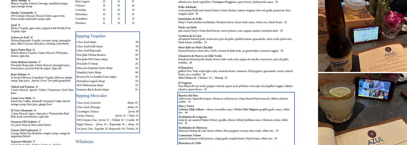 Azul Cocina Artesanal & Cantina Menu