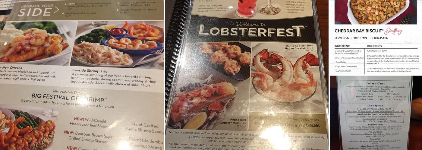 Red Lobster Menu