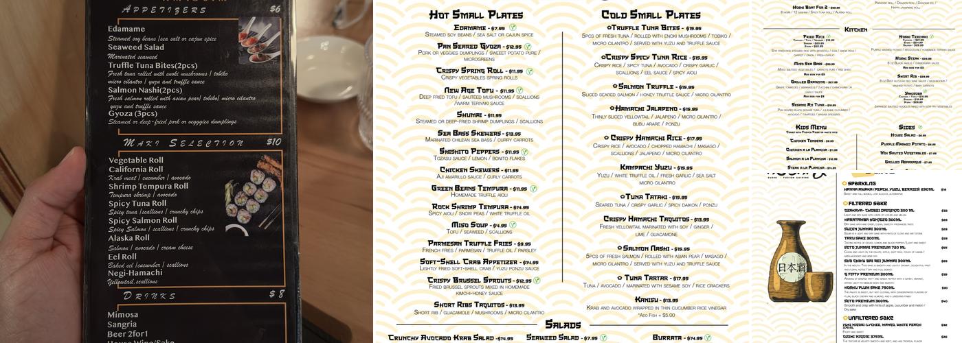 Hoshi & Sushi Fusion Cuisine Menu