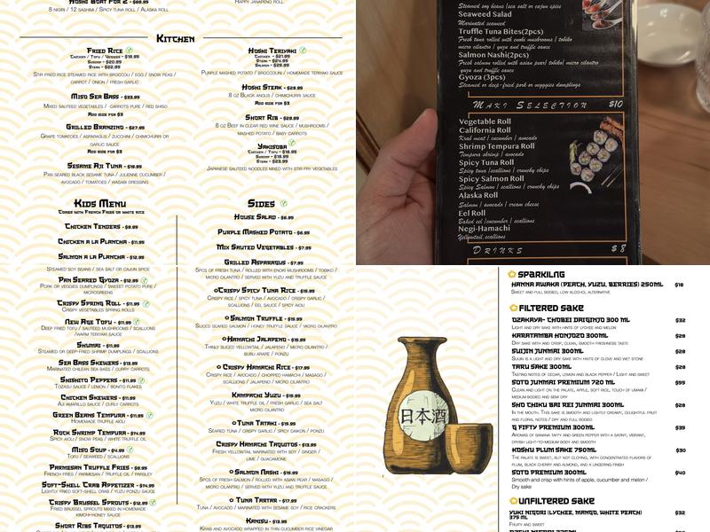 Hoshi & Sushi Fusion Cuisine Menu