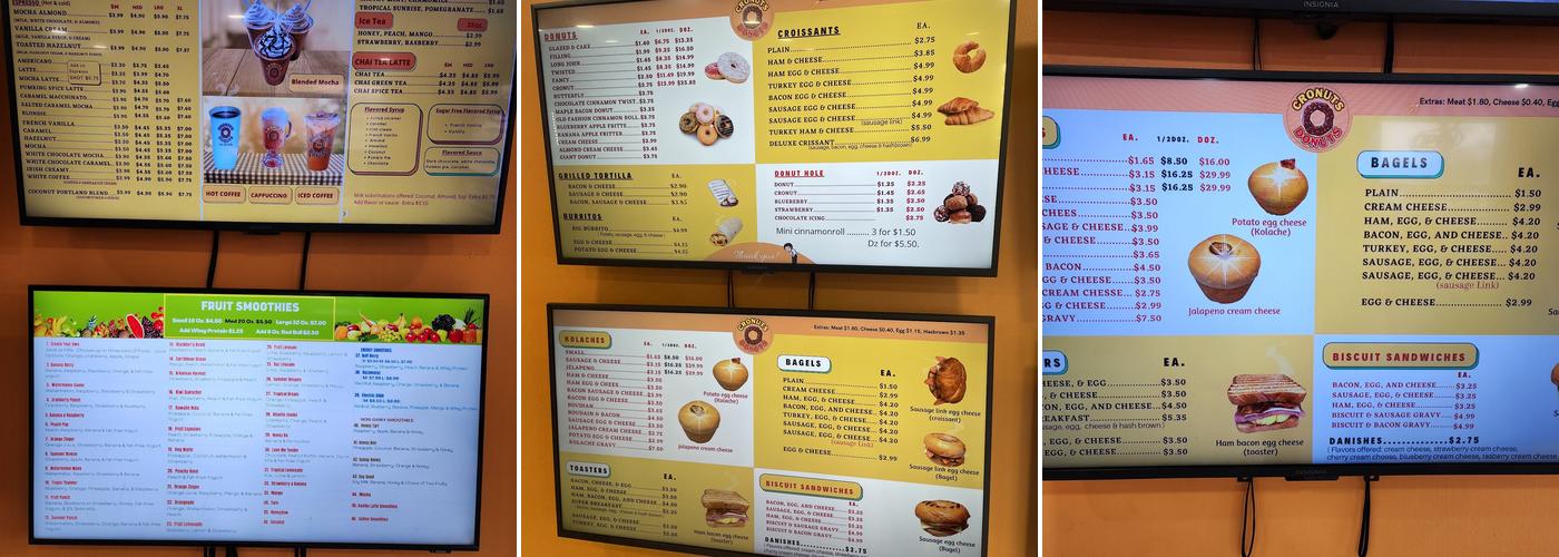 Cronuts donuts Menu