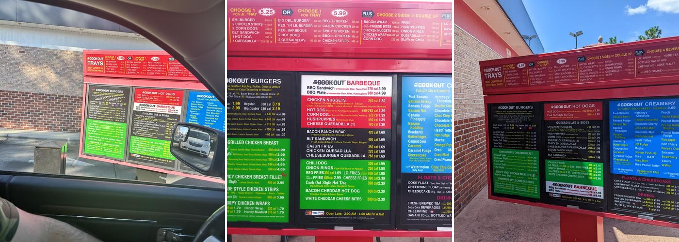 Cook Out Menu
