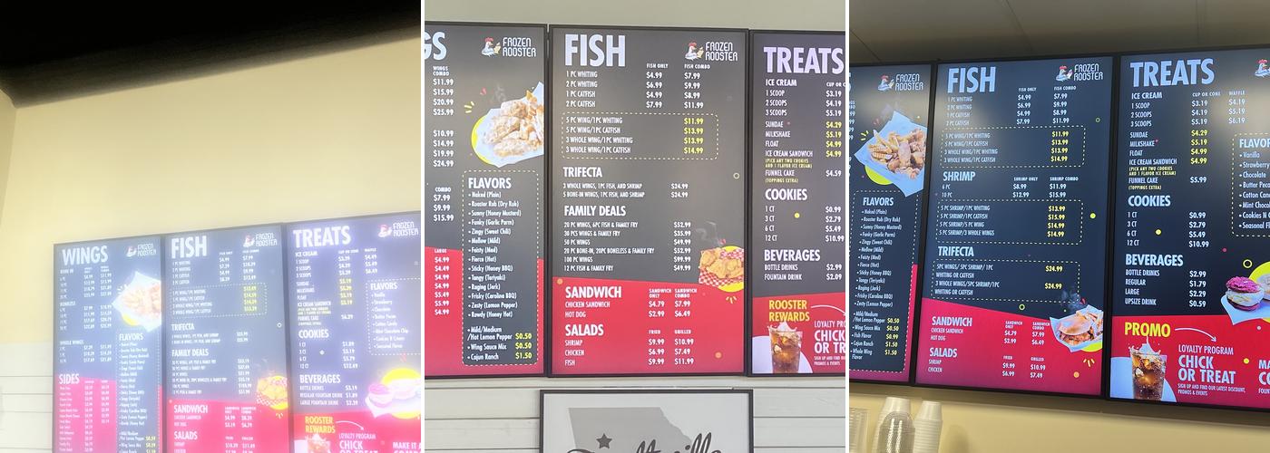 Frozen Rooster Menu
