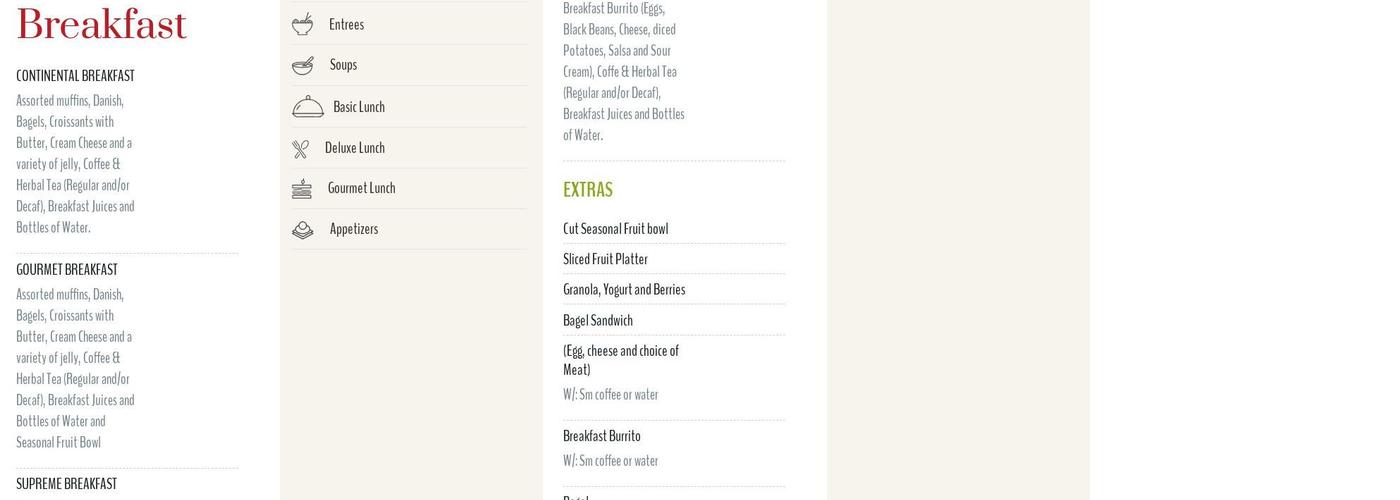 Chequers - catering - Boston MA Menu